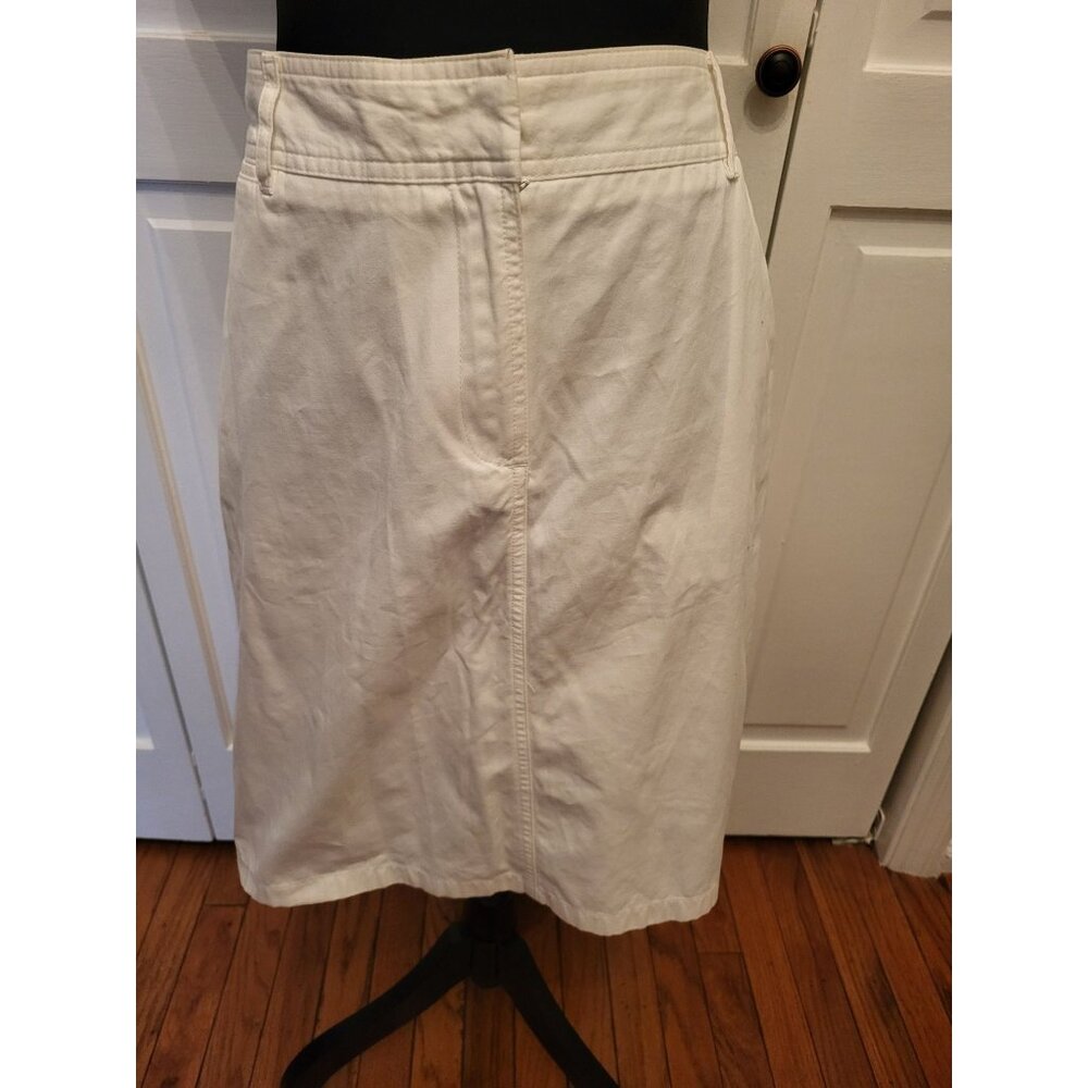 Lands End White Cotton Twill Pencil Skirt 14 Nautical Preppy Old Money Vacation - Picture 1 of 10